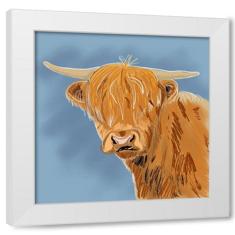 Highland Cow White Modern Wood Framed Art Print by Wilson, Kali