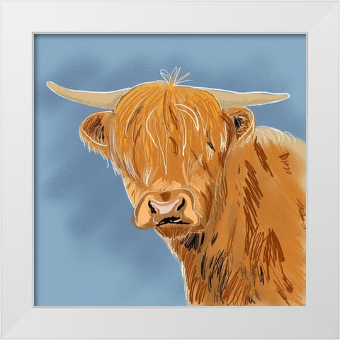 Highland Cow White Modern Wood Framed Art Print by Wilson, Kali