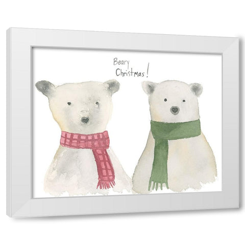 Beary Christmas White Modern Wood Framed Art Print by Price, Lucille