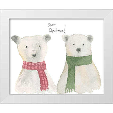 Beary Christmas White Modern Wood Framed Art Print by Price, Lucille
