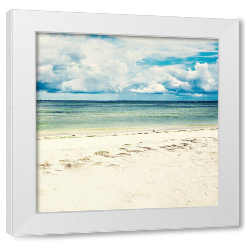 Footsteps In The Sand White Modern Wood Framed Art Print by Bill Carson Photography