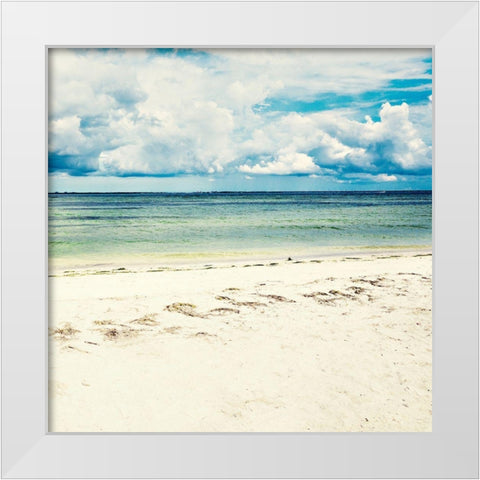 Footsteps In The Sand White Modern Wood Framed Art Print by Bill Carson Photography