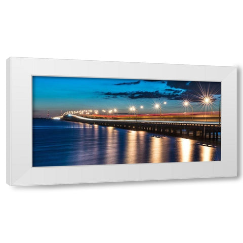 Night Bridge White Modern Wood Framed Art Print by Bill Carson Photography