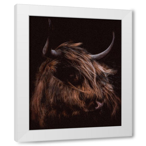 Moody Cow White Modern Wood Framed Art Print by Meneely, Dan