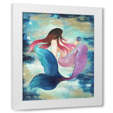 Mermaid Blue White Modern Wood Framed Art Print by Medley, Elizabeth