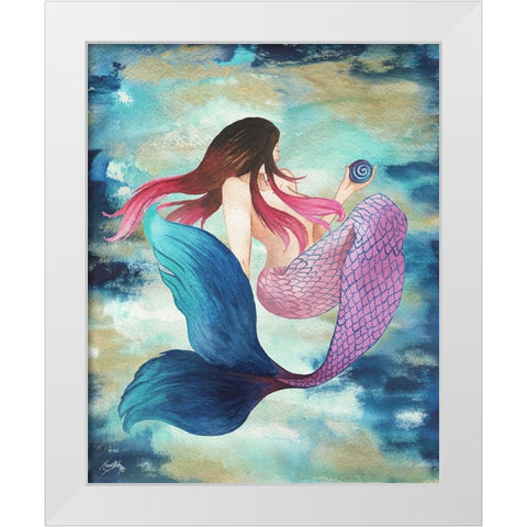 Mermaid Blue White Modern Wood Framed Art Print by Medley, Elizabeth