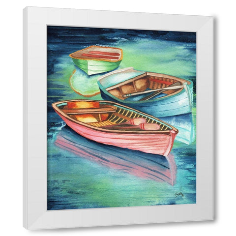 Docked Rowboats II White Modern Wood Framed Art Print by Medley, Elizabeth