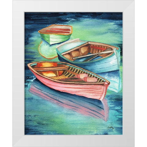 Docked Rowboats II White Modern Wood Framed Art Print by Medley, Elizabeth