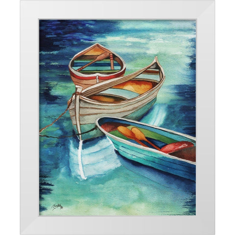 Docked Rowboats I White Modern Wood Framed Art Print by Medley, Elizabeth