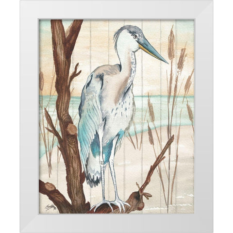 Heron On Branch I White Modern Wood Framed Art Print by Medley, Elizabeth