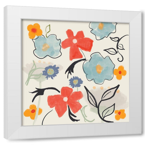 Flower Print White Modern Wood Framed Art Print by Maria, Robin