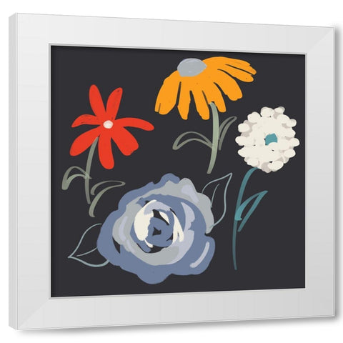 Fleurs at Night White Modern Wood Framed Art Print by Maria, Robin