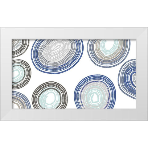 Blue And Gray Family Circle White Modern Wood Framed Art Print by Maria, Robin