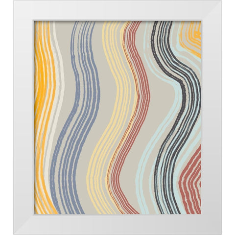 Sandy Hues Band Waves White Modern Wood Framed Art Print by Maria, Robin