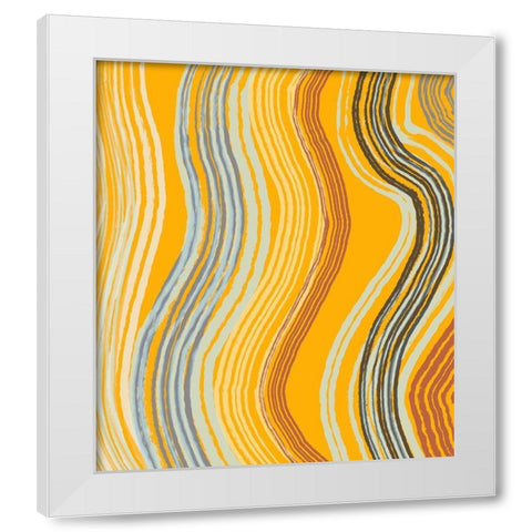 Yellow Band Waves White Modern Wood Framed Art Print by Maria, Robin