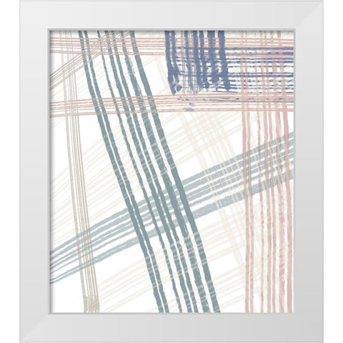 Crossing Plaids White Modern Wood Framed Art Print by Maria, Robin