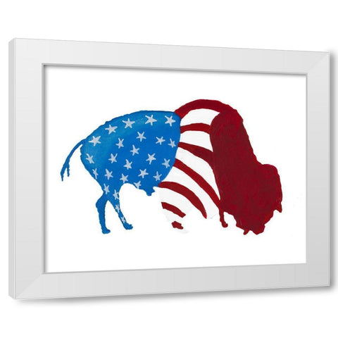 Patriotic Bison White Modern Wood Framed Art Print by Ritter, Gina