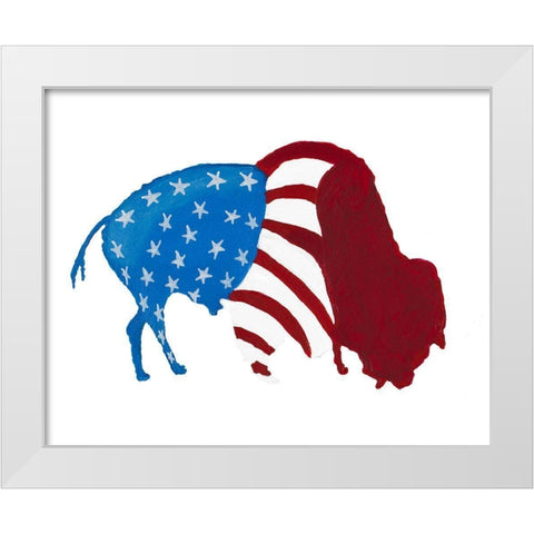 Patriotic Bison White Modern Wood Framed Art Print by Ritter, Gina