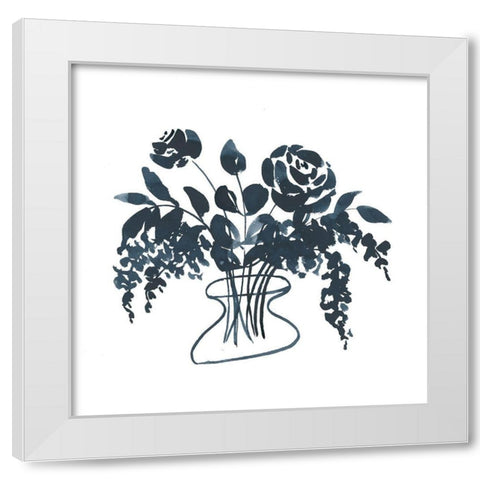 Indigo Floral Study I White Modern Wood Framed Art Print by Price, Lucille