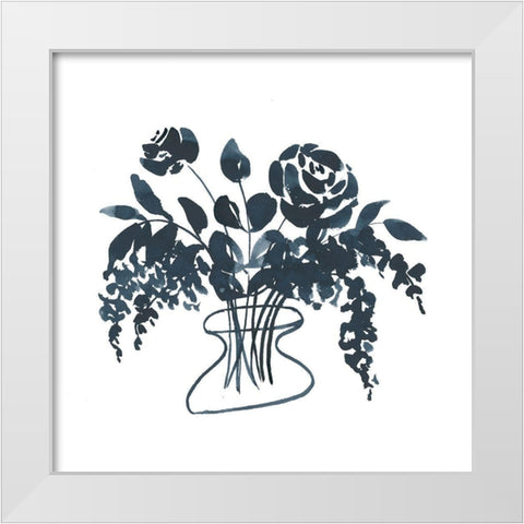 Indigo Floral Study I White Modern Wood Framed Art Print by Price, Lucille