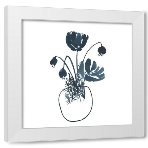 Indigo Floral Study II White Modern Wood Framed Art Print by Price, Lucille