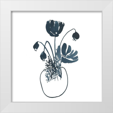 Indigo Floral Study II White Modern Wood Framed Art Print by Price, Lucille