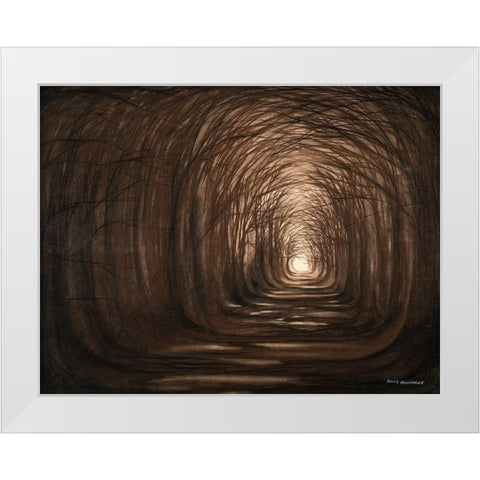 Sundown In A Forest White Modern Wood Framed Art Print by Nawrocke, Bruce