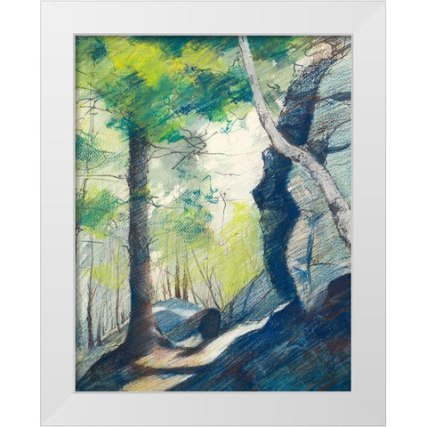 Sunrise In The Woods White Modern Wood Framed Art Print by Nawrocke, Bruce
