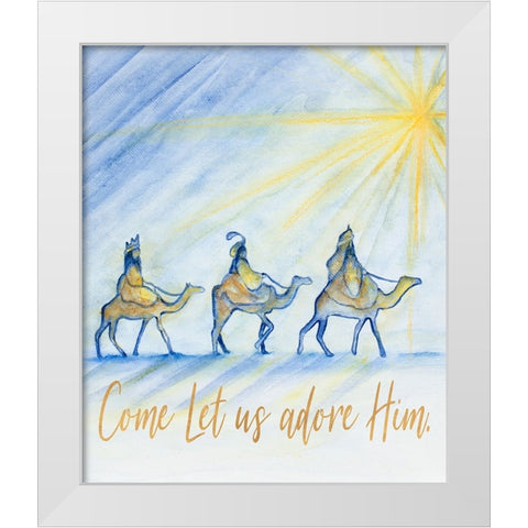 Come Let Us Adore Him White Modern Wood Framed Art Print by Gaynor, Janice