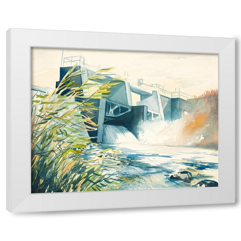 Industrial Dam White Modern Wood Framed Art Print by Nawrocke, Bruce