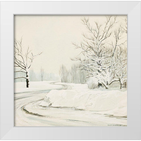 Snowy Road White Modern Wood Framed Art Print by Nawrocke, Bruce