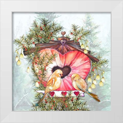 Lovebirds White Modern Wood Framed Art Print by Diannart