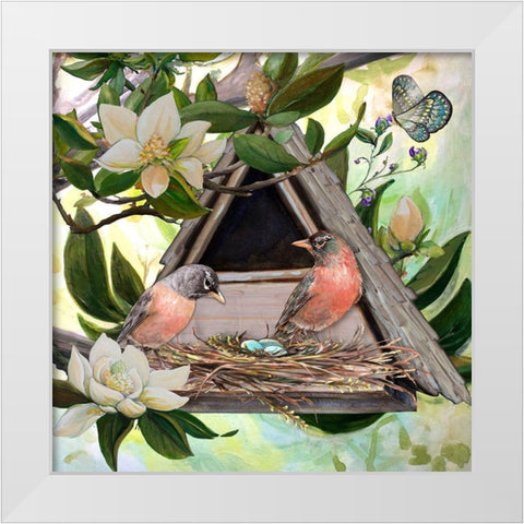 Birdhouse II White Modern Wood Framed Art Print by Diannart