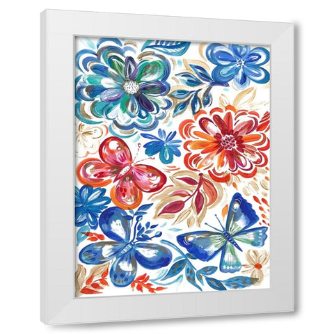 Butterfly Garden White Modern Wood Framed Art Print by Del Sol, Ani