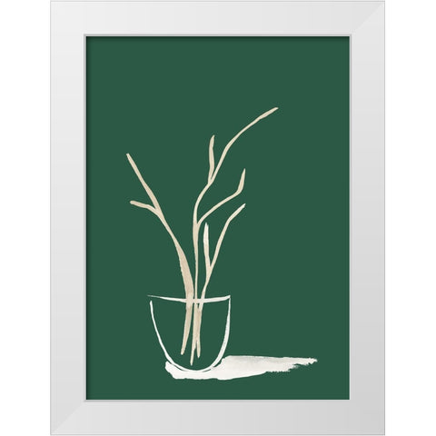 Small Branch Display On Green White Modern Wood Framed Art Print by Price, Lucille