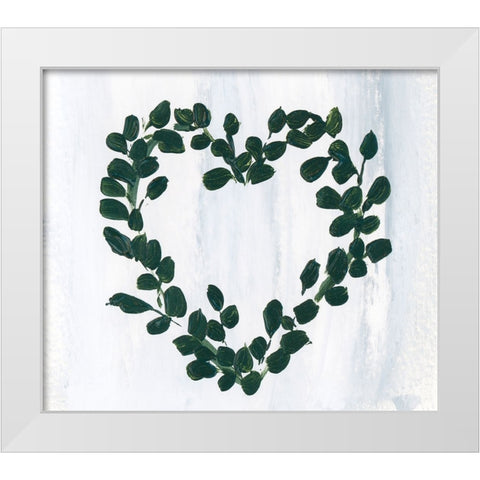 Eucalyptus Heart Wreath White Modern Wood Framed Art Print by Price, Lucille