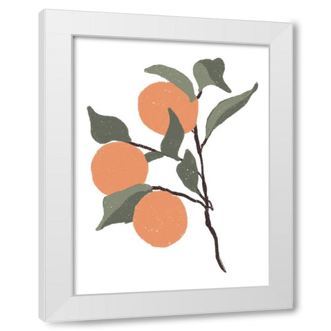 Stem Of Oranges White Modern Wood Framed Art Print by Price, Lucille