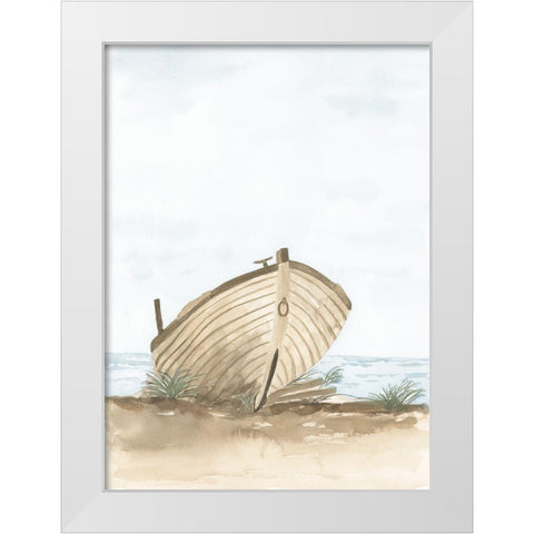 Beached Wooden Row Boat I White Modern Wood Framed Art Print by Price, Lucille