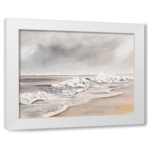 La Playa al Atardecer White Modern Wood Framed Art Print by Pinto, Patricia