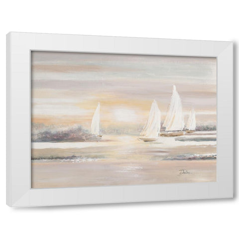 The Cove and Sailboats White Modern Wood Framed Art Print by Pinto, Patricia