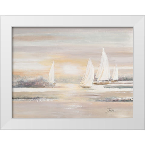 The Cove and Sailboats White Modern Wood Framed Art Print by Pinto, Patricia