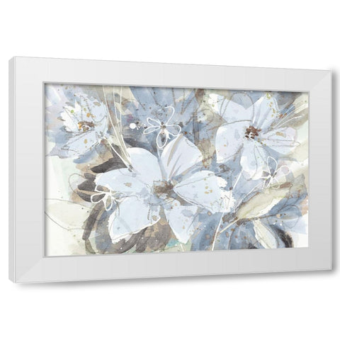 Calm Blue Garden White Modern Wood Framed Art Print by Krinlox