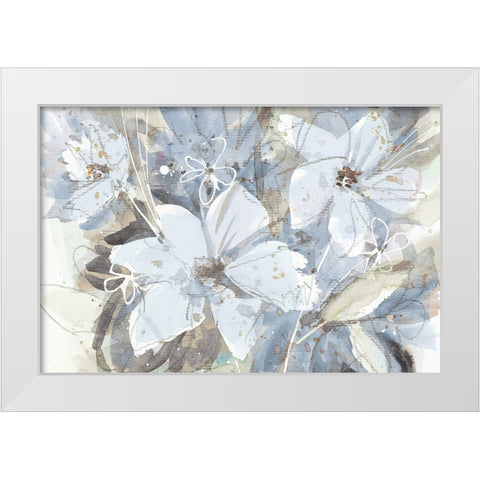 Calm Blue Garden White Modern Wood Framed Art Print by Krinlox
