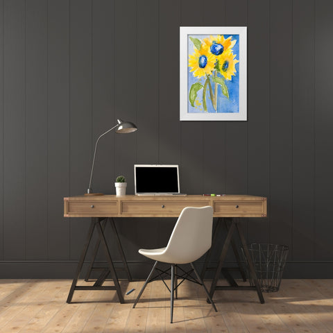 Sunflowers White Modern Wood Framed Art Print by Krinlox