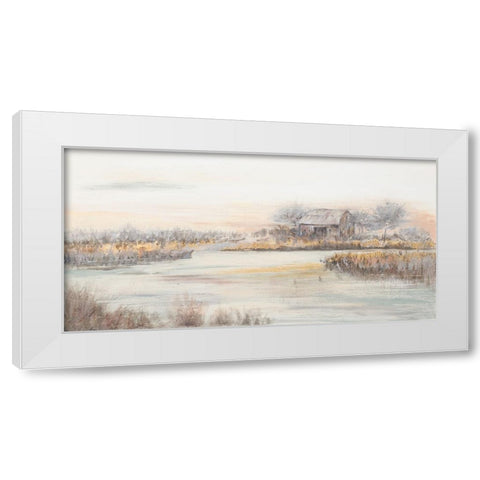 The Barn In The Marsh White Modern Wood Framed Art Print by Pinto, Patricia