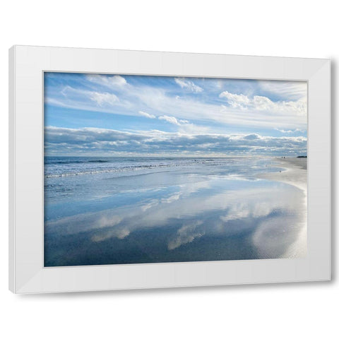 Crystal Blue Reflection White Modern Wood Framed Art Print by Coppel, Anna