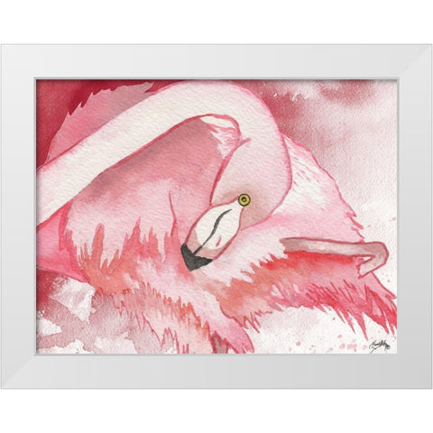 Resting Flamingo White Modern Wood Framed Art Print by Medley, Elizabeth