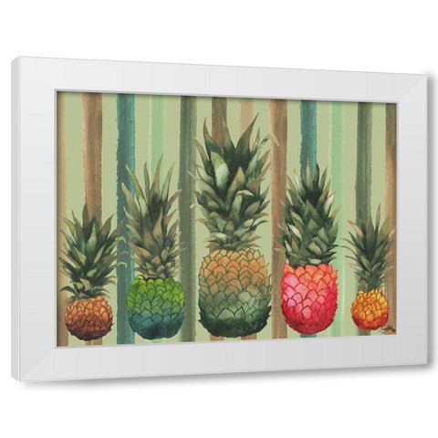 Pineapples White Modern Wood Framed Art Print by Medley, Elizabeth