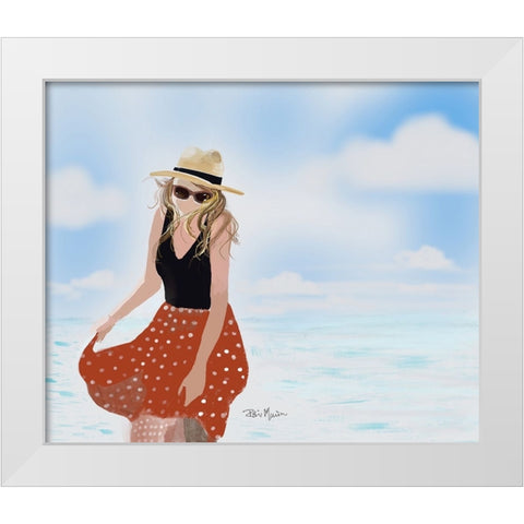 Beach Stroll White Modern Wood Framed Art Print by Maria, Robin