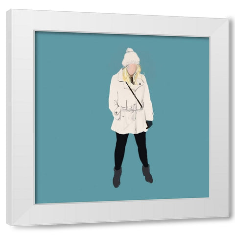 Chilling in Style On Blue White Modern Wood Framed Art Print by Maria, Robin